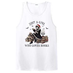 Just A Girl Who Loves Books Halloween Skeleton Christmas PosiCharge Competitor Tank