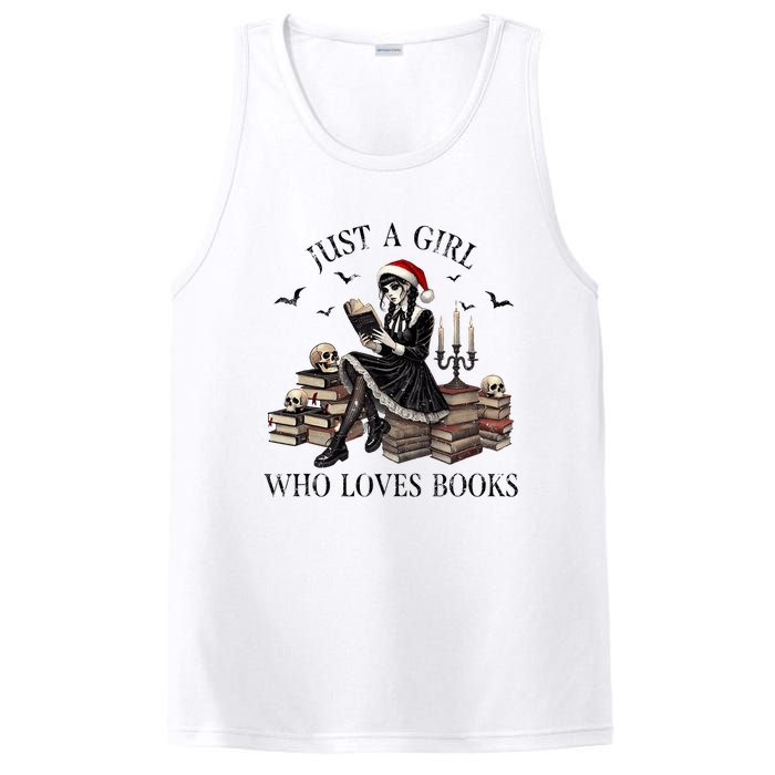 Just A Girl Who Loves Books Halloween Skeleton Christmas PosiCharge Competitor Tank