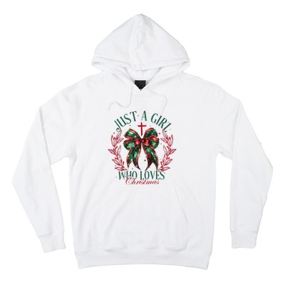 Just A Girl Who Loves Chrsitmas Coquette Bow Hoodie