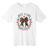 Just A Girl Who Loves Chrsitmas Coquette Bow Tall Fusion ChromaSoft Performance T-Shirt