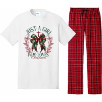 Just A Girl Who Loves Chrsitmas Coquette Bow Pajama Set