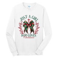 Just A Girl Who Loves Chrsitmas Coquette Bow Tall Long Sleeve T-Shirt