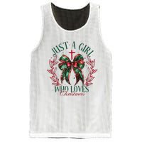 Just A Girl Who Loves Chrsitmas Coquette Bow Mesh Reversible Basketball Jersey Tank