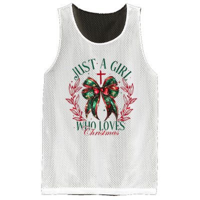 Just A Girl Who Loves Chrsitmas Coquette Bow Mesh Reversible Basketball Jersey Tank