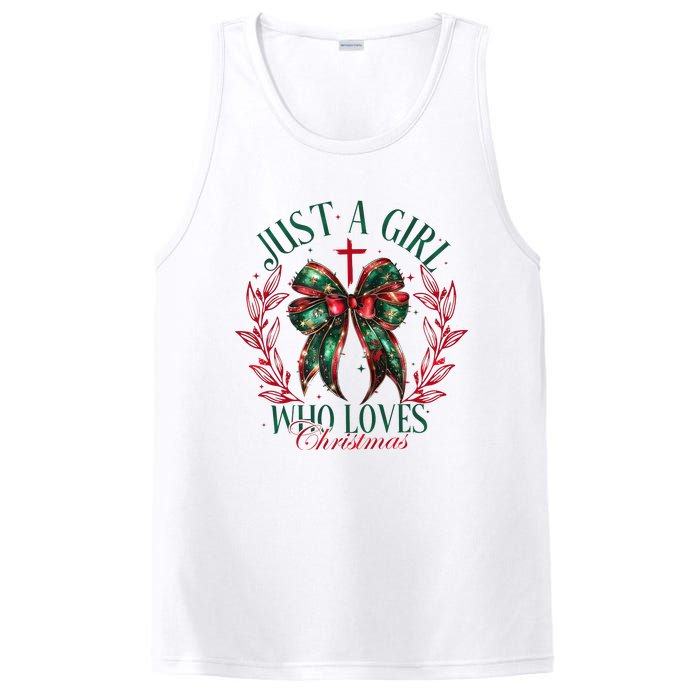 Just A Girl Who Loves Chrsitmas Coquette Bow PosiCharge Competitor Tank