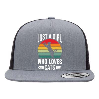 Just A Girl Who Loves Cats Graphic Flat Bill Trucker Hat