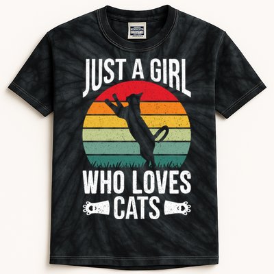 Just A Girl Who Loves Cats Graphic Kids Tie-Dye T-Shirt