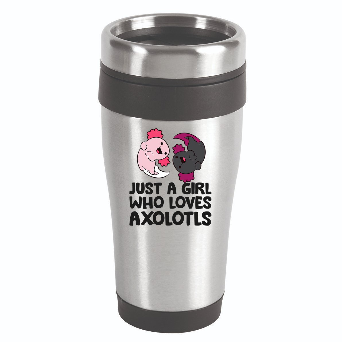Just A Girl Who Loves Axolotls Pink And Dark Axolotl 16oz Travel Tumbler