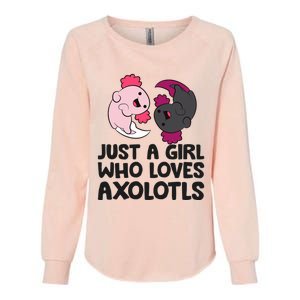 Just A Girl Who Loves Axolotls Pink And Dark Axolotl Womens California Wash Sweatshirt