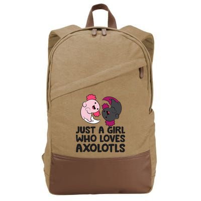 Just A Girl Who Loves Axolotls Pink And Dark Axolotl Cotton Canvas Backpack