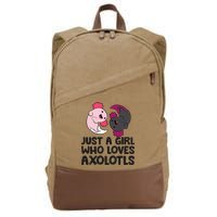 Just A Girl Who Loves Axolotls Pink And Dark Axolotl Cotton Canvas Backpack