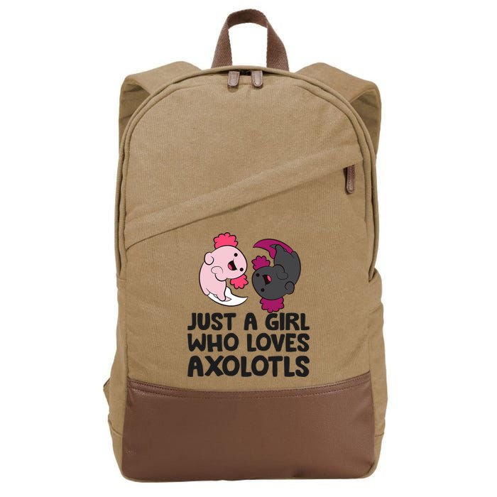 Just A Girl Who Loves Axolotls Pink And Dark Axolotl Cotton Canvas Backpack
