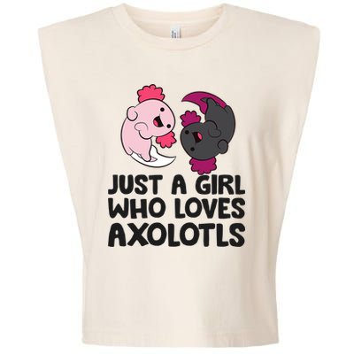 Just A Girl Who Loves Axolotls Pink And Dark Axolotl Garment-Dyed Women's Muscle Tee