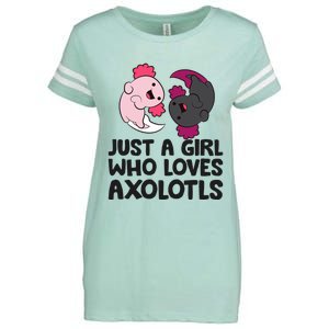 Just A Girl Who Loves Axolotls Pink And Dark Axolotl Enza Ladies Jersey Football T-Shirt