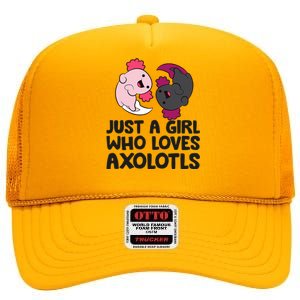 Just A Girl Who Loves Axolotls Pink And Dark Axolotl High Crown Mesh Back Trucker Hat