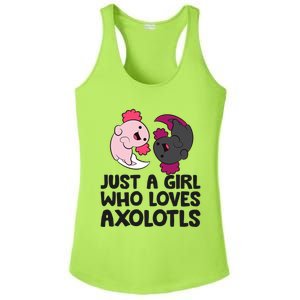 Just A Girl Who Loves Axolotls Pink And Dark Axolotl Ladies PosiCharge Competitor Racerback Tank