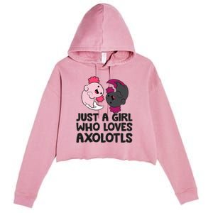 Just A Girl Who Loves Axolotls Pink And Dark Axolotl Crop Fleece Hoodie