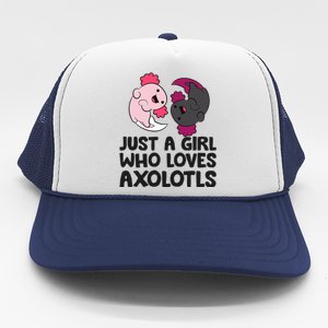 Just A Girl Who Loves Axolotls Pink And Dark Axolotl Trucker Hat