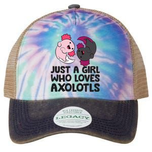 Just A Girl Who Loves Axolotls Pink And Dark Axolotl Legacy Tie Dye Trucker Hat