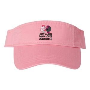 Just A Girl Who Loves Axolotls Pink And Dark Axolotl Valucap Bio-Washed Visor