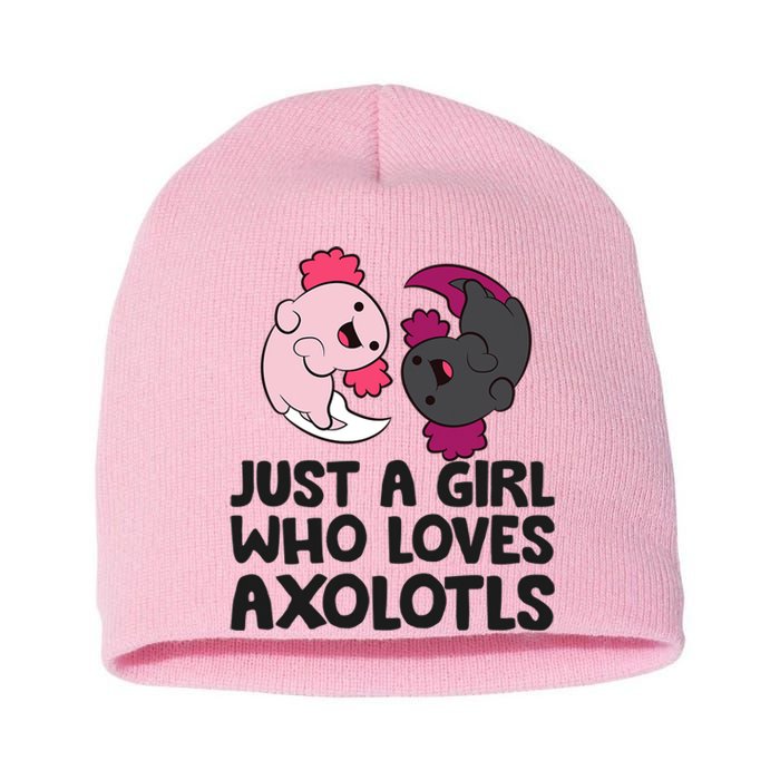 Just A Girl Who Loves Axolotls Pink And Dark Axolotl Short Acrylic Beanie