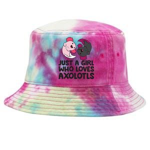 Just A Girl Who Loves Axolotls Pink And Dark Axolotl Tie-Dyed Bucket Hat