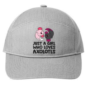 Just A Girl Who Loves Axolotls Pink And Dark Axolotl 7-Panel Snapback Hat