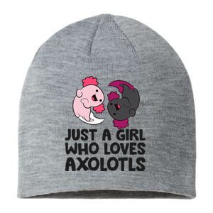 Just A Girl Who Loves Axolotls Pink And Dark Axolotl Sustainable Beanie