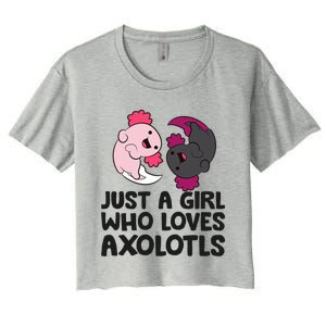 Just A Girl Who Loves Axolotls Pink And Dark Axolotl Women's Crop Top Tee