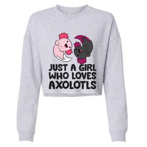 Just A Girl Who Loves Axolotls Pink And Dark Axolotl Cropped Pullover Crew