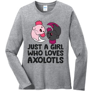 Just A Girl Who Loves Axolotls Pink And Dark Axolotl Ladies Long Sleeve Shirt