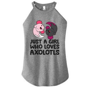 Just A Girl Who Loves Axolotls Pink And Dark Axolotl Women's Perfect Tri Rocker Tank