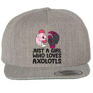 Just A Girl Who Loves Axolotls Pink And Dark Axolotl Wool Snapback Cap