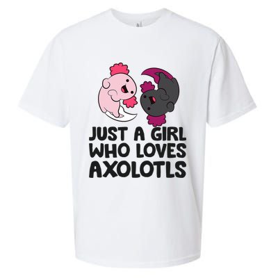 Just A Girl Who Loves Axolotls Pink And Dark Axolotl Sueded Cloud Jersey T-Shirt