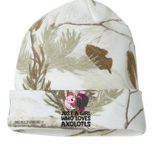 Just A Girl Who Loves Axolotls Pink And Dark Axolotl Kati Licensed 12" Camo Beanie