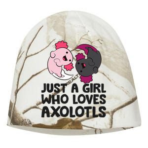 Just A Girl Who Loves Axolotls Pink And Dark Axolotl Kati - Camo Knit Beanie