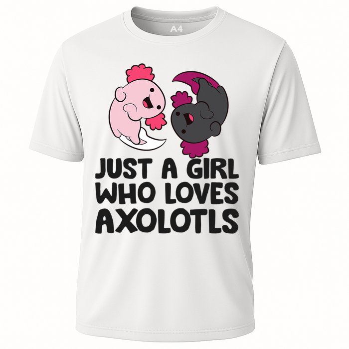 Just A Girl Who Loves Axolotls Pink And Dark Axolotl Cooling Performance Crew T-Shirt