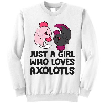 Just A Girl Who Loves Axolotls Pink And Dark Axolotl Sweatshirt