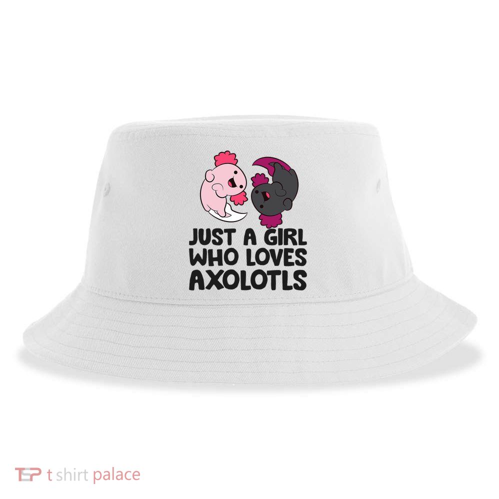 Just A Girl Who Loves Axolotls Pink And Dark Axolotl Sustainable Bucket Hat