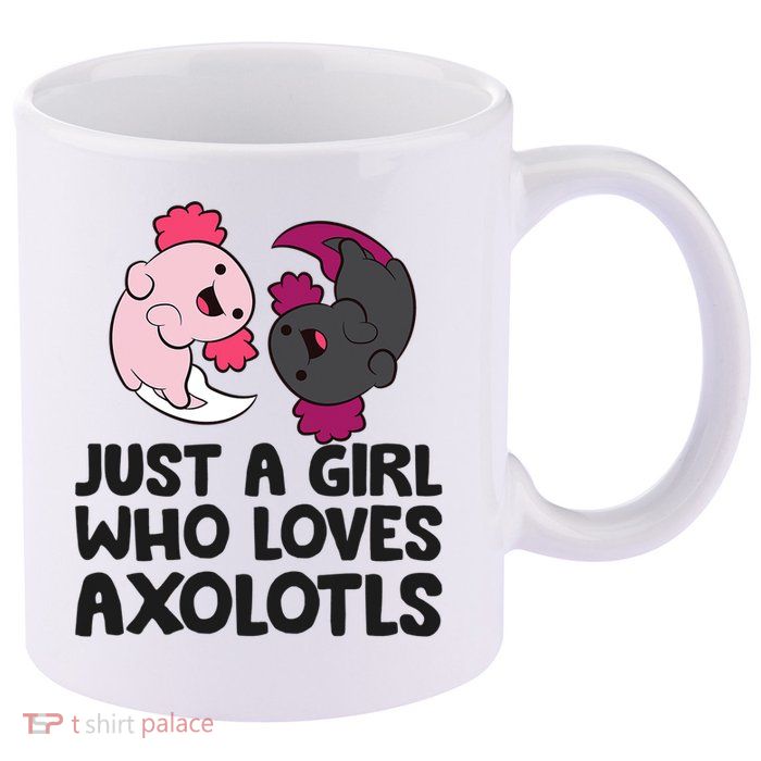 Just A Girl Who Loves Axolotls Pink And Dark Axolotl 11oz C Handle Ceramic Mug