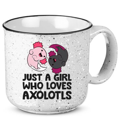 Just A Girl Who Loves Axolotls Pink And Dark Axolotl 15oz Campfire Ceramic Mug