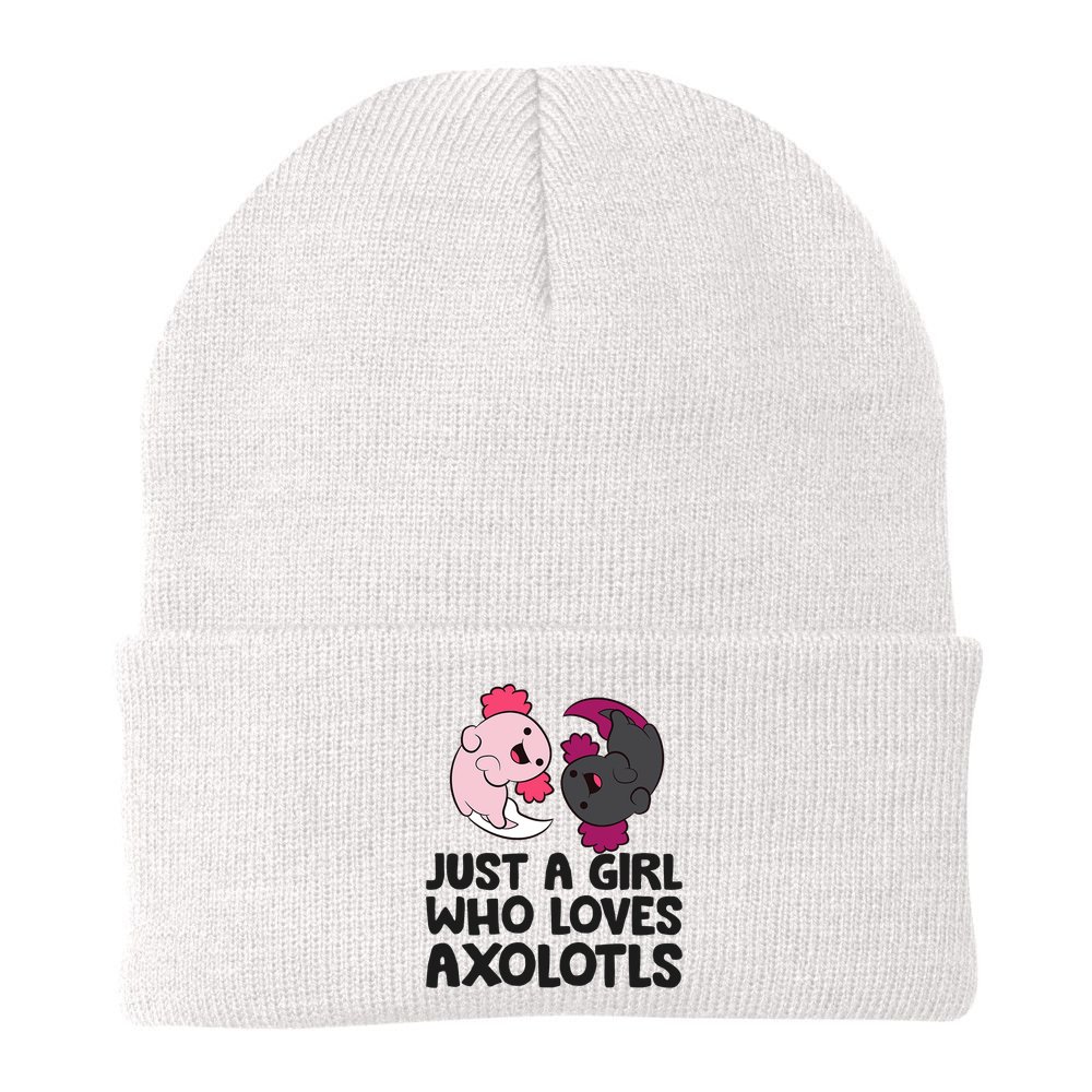Just A Girl Who Loves Axolotls Pink And Dark Axolotl Beanie