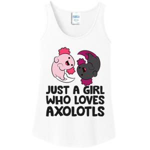 Just A Girl Who Loves Axolotls Pink And Dark Axolotl Ladies Essential Tank