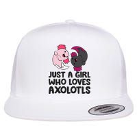 Just A Girl Who Loves Axolotls Pink And Dark Axolotl Flat Bill Trucker Hat