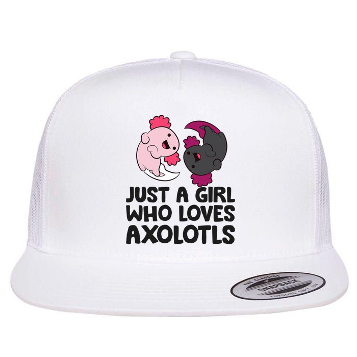 Just A Girl Who Loves Axolotls Pink And Dark Axolotl Flat Bill Trucker Hat