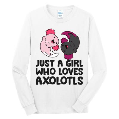 Just A Girl Who Loves Axolotls Pink And Dark Axolotl Tall Long Sleeve T-Shirt