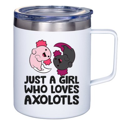 Just A Girl Who Loves Axolotls Pink And Dark Axolotl 12oz Stainless Steel Coffee Mug