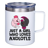 Just A Girl Who Loves Axolotls Pink And Dark Axolotl 12oz Stainless Steel Coffee Mug