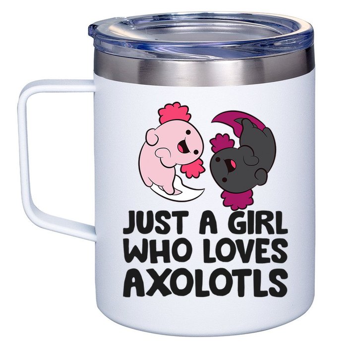 Just A Girl Who Loves Axolotls Pink And Dark Axolotl 12oz Stainless Steel Coffee Mug