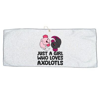 Just A Girl Who Loves Axolotls Pink And Dark Axolotl Large Microfiber Waffle Golf Towel